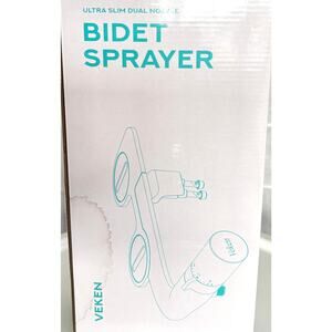Veken Dual Nozzle Bidet Toilet Attachment Ultra Slim Silver New Sealed